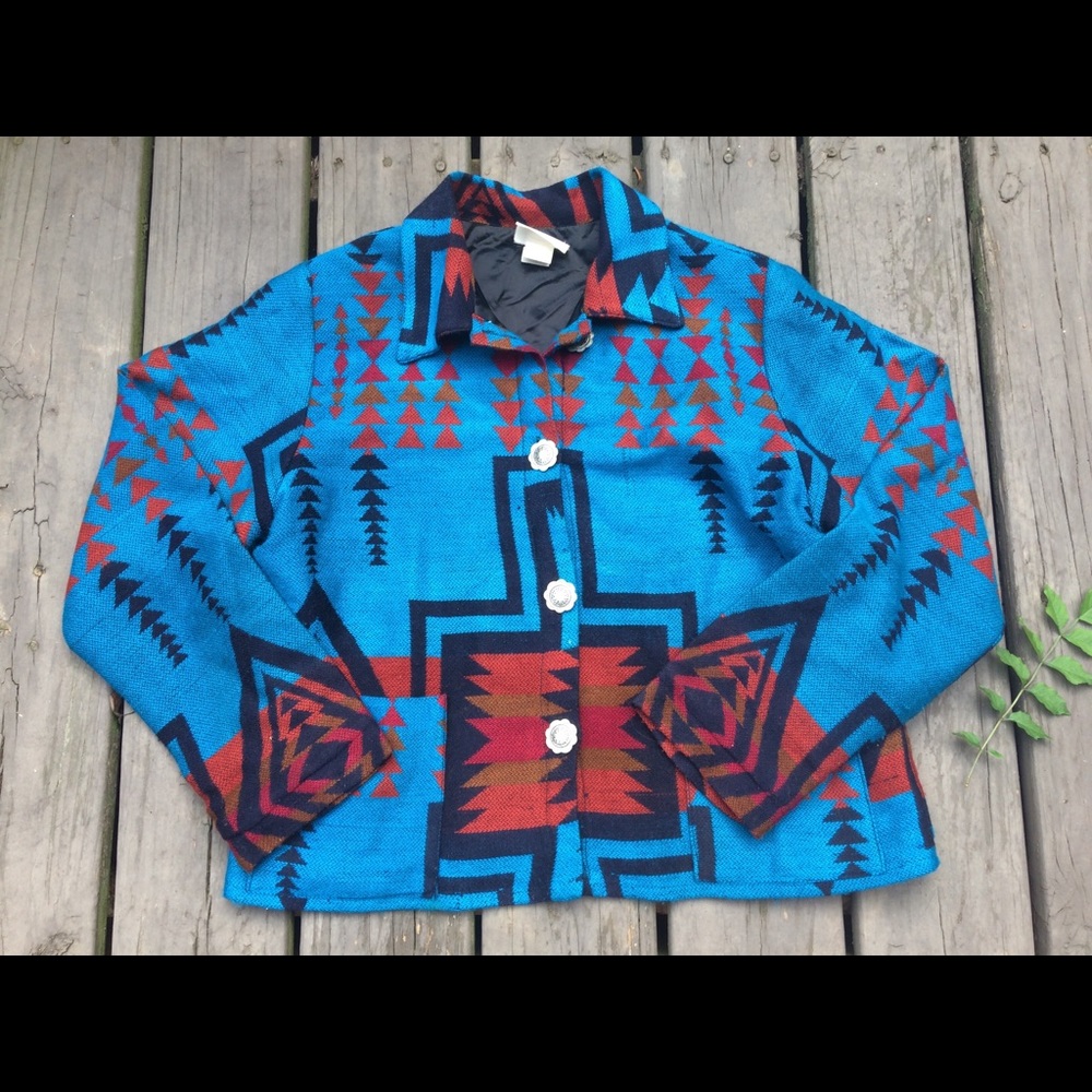 🌿Vintage 80’s Southwestern Tribal Concho Jacket